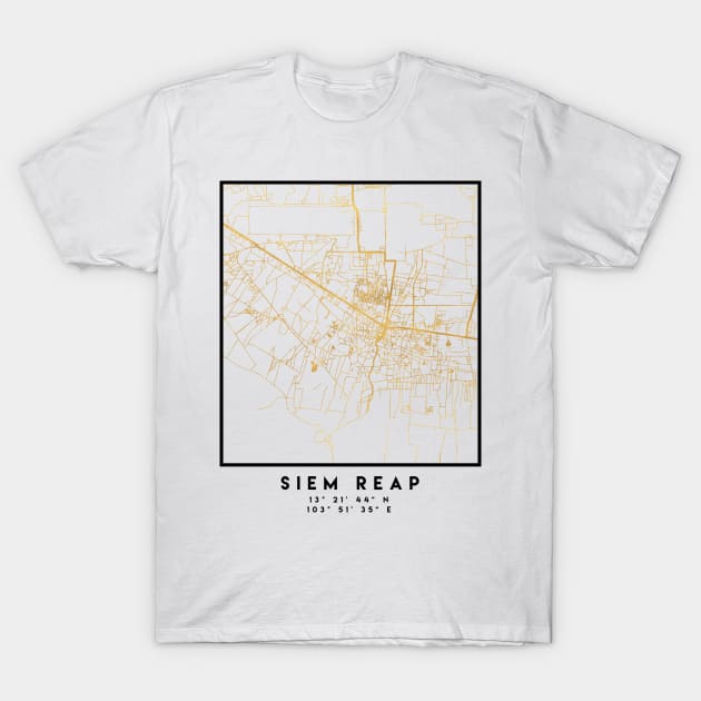 SIEM REAP CAMBODIA CITY STREET MAP ART T-Shirt by deificusArt